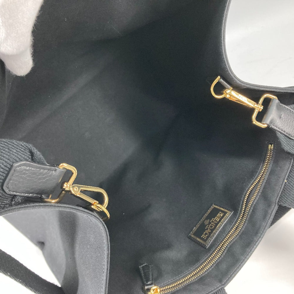 FENDI Shoulder Bag 8BH395 canvas black VERSACE collaboration FENDACE FENDACE Women Used