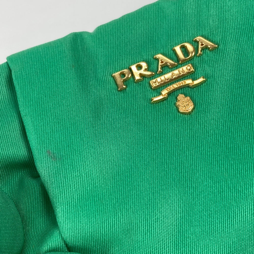 PRADA Clutch bag Nylon green Cosmetics Pouch logo Women Used