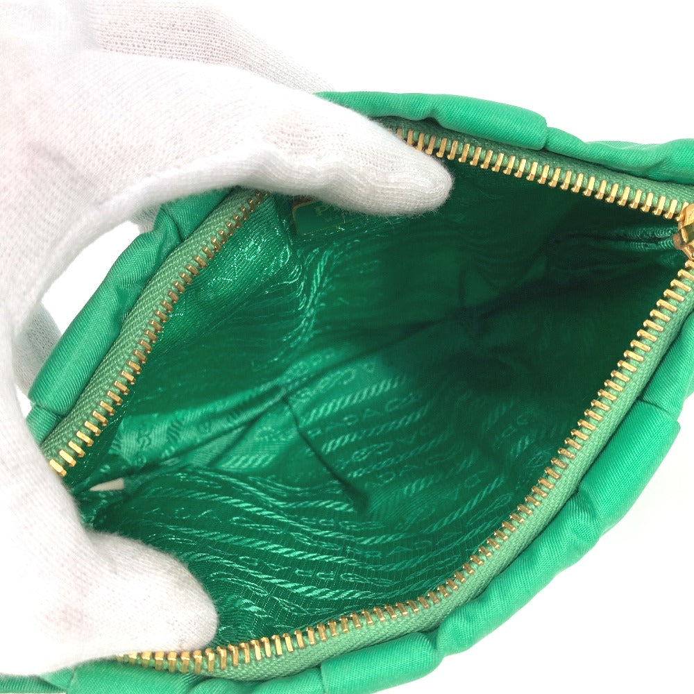 PRADA Clutch bag Nylon green Cosmetics Pouch logo Women Used