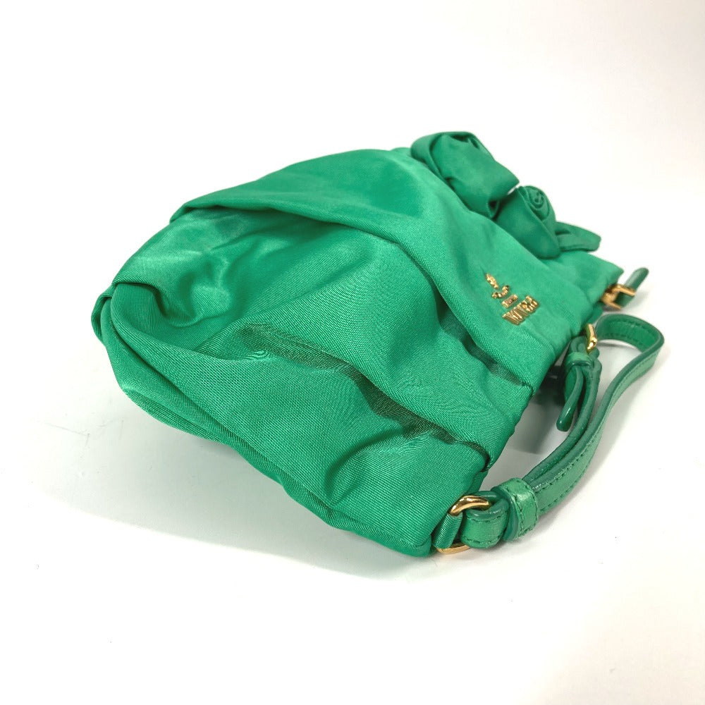 PRADA Clutch bag Nylon green Cosmetics Pouch logo Women Used