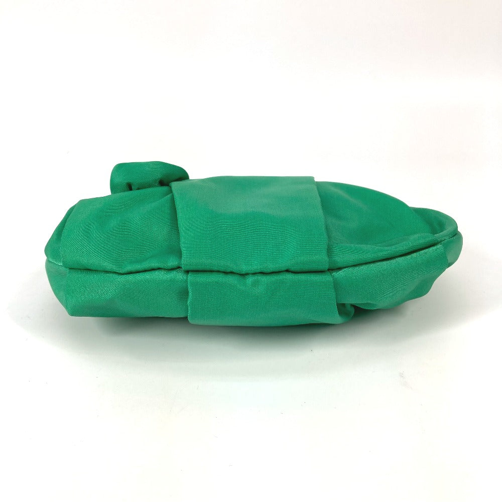 PRADA Clutch bag Nylon green Cosmetics Pouch logo Women Used