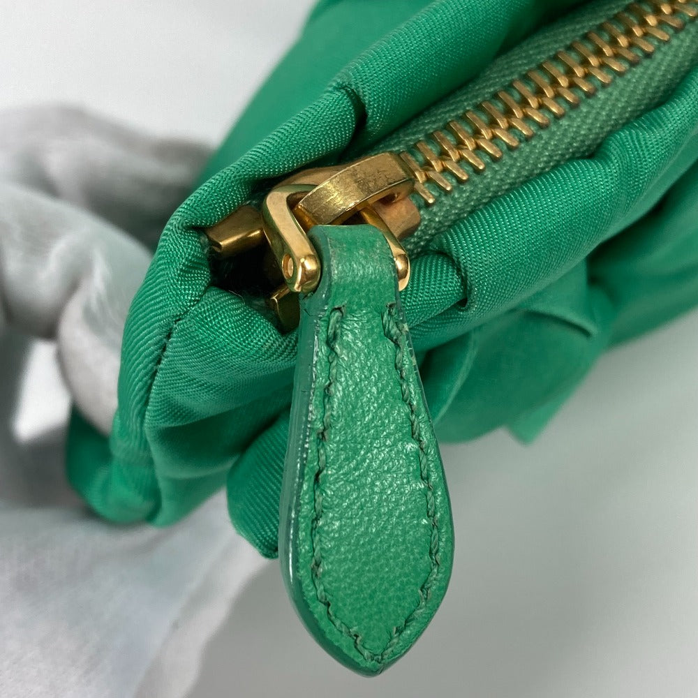 PRADA Clutch bag Nylon green Cosmetics Pouch logo Women Used