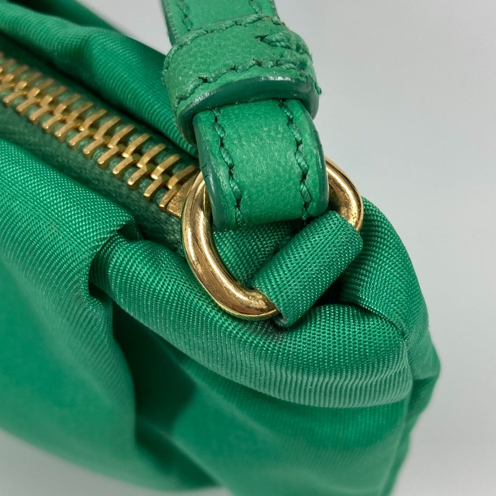 PRADA Clutch bag Nylon green Cosmetics Pouch logo Women Used