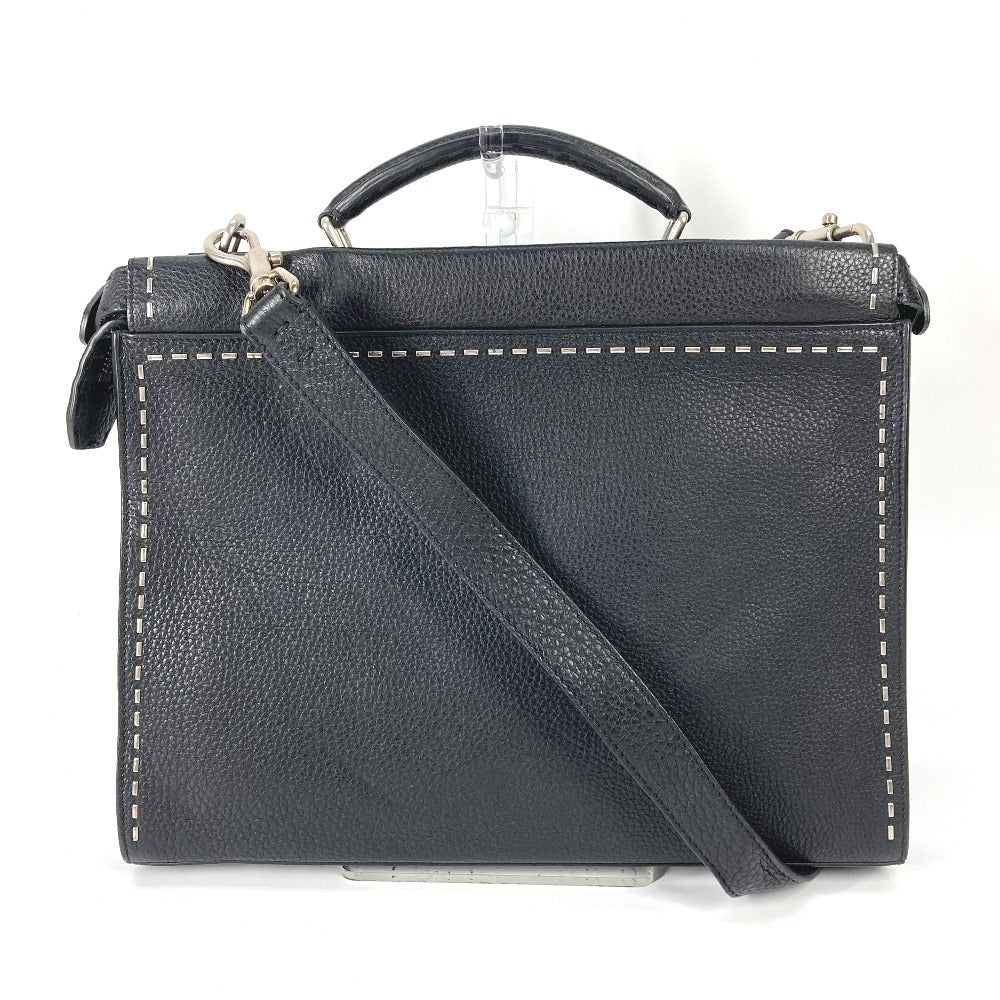 FENDI Handbag 7VA406 leather black Shoulder Bag Crossbody bag Selleria Peekaboo Iconic Fit mens Used