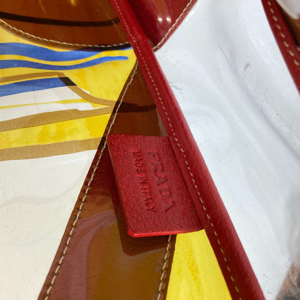 PRADA Shoulder Bag Plastics, Leather Red Plastics Bags logo Women Used