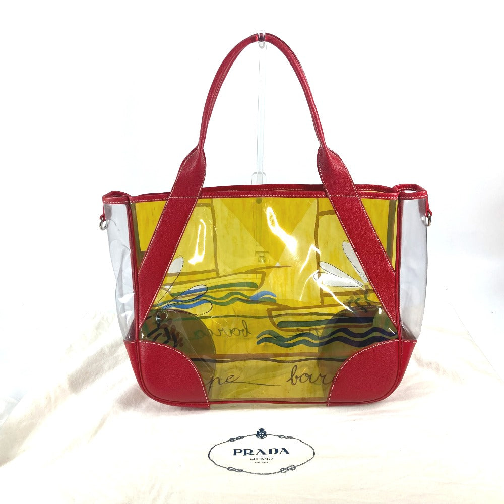PRADA Shoulder Bag Plastics, Leather Red Plastics Bags logo Women Used