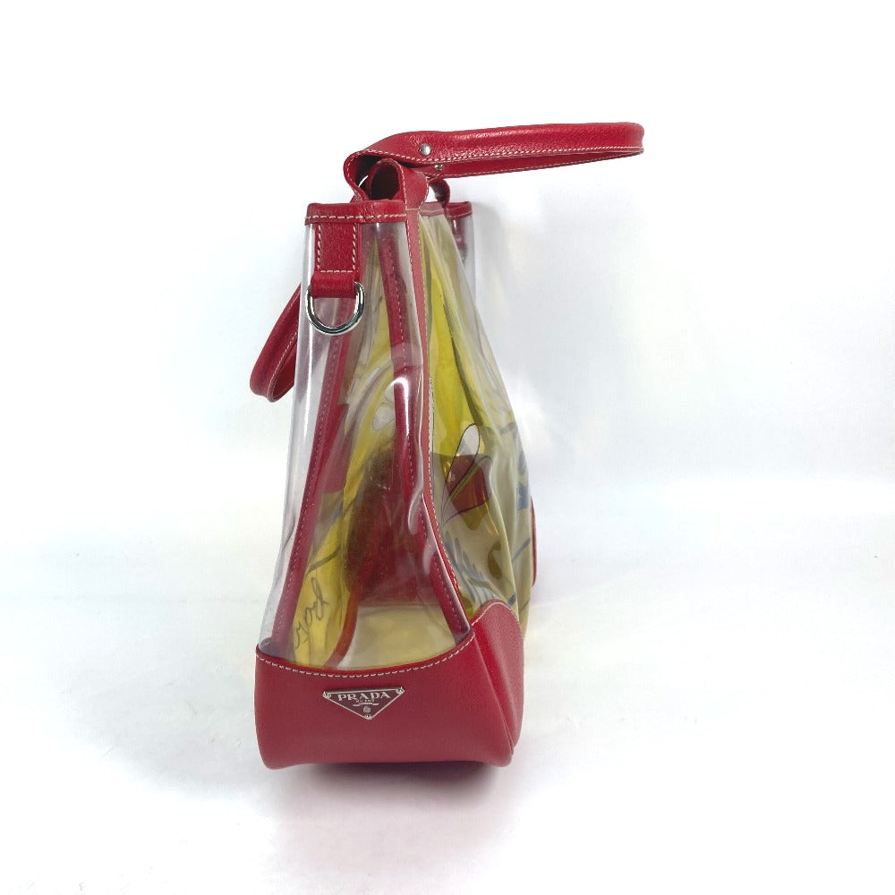 PRADA Shoulder Bag Plastics, Leather Red Plastics Bags logo Women Used