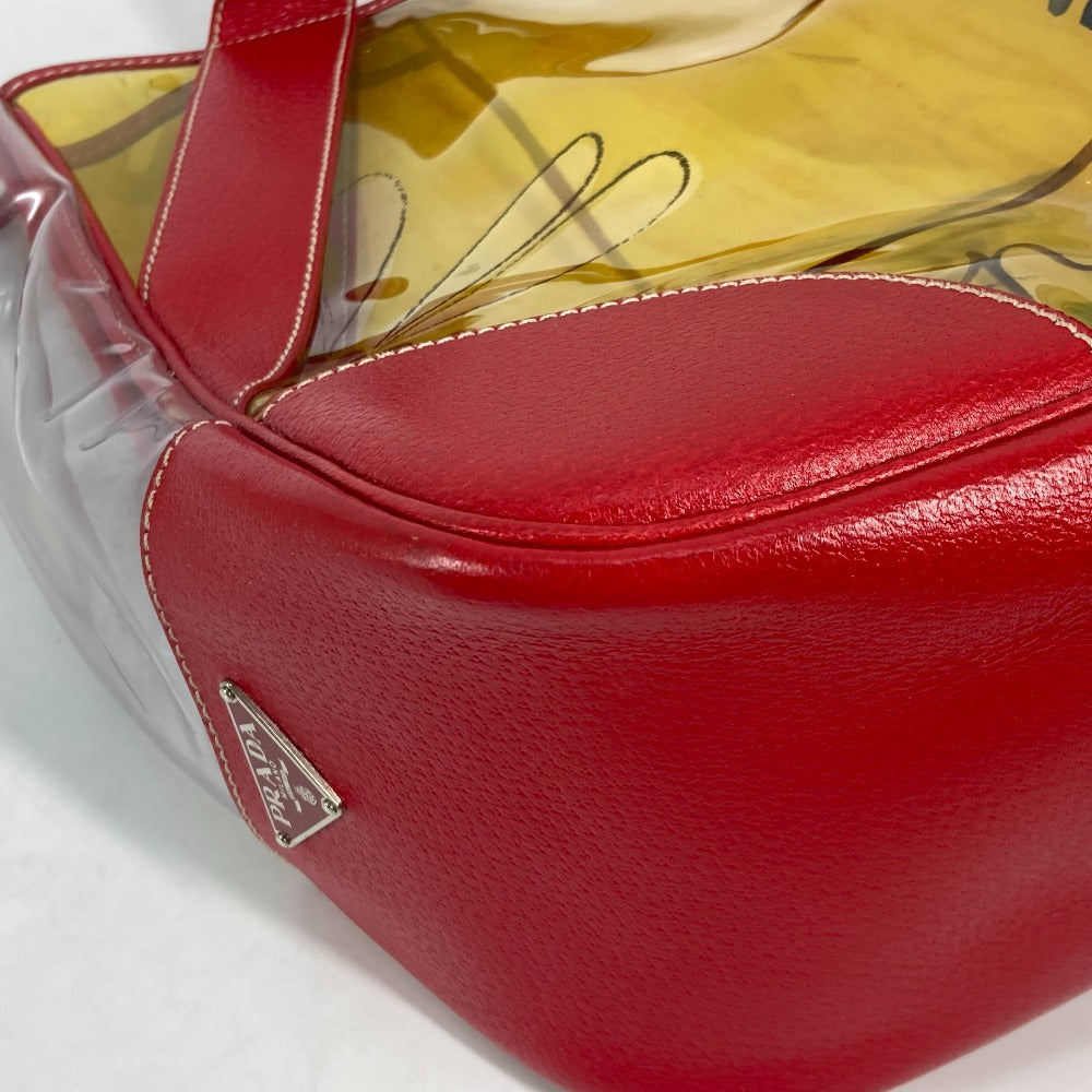 PRADA Shoulder Bag Plastics, Leather Red Plastics Bags logo Women Used