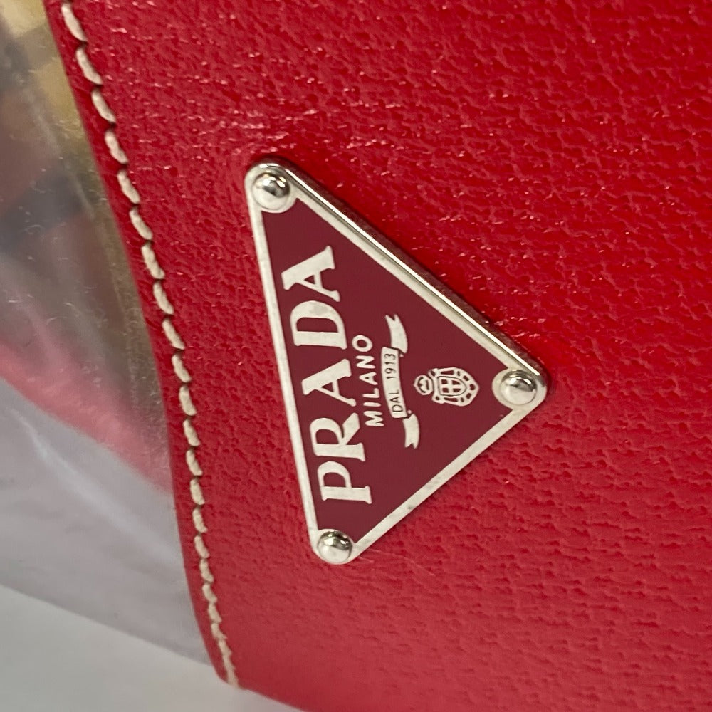 PRADA Shoulder Bag Plastics, Leather Red Plastics Bags logo Women Used