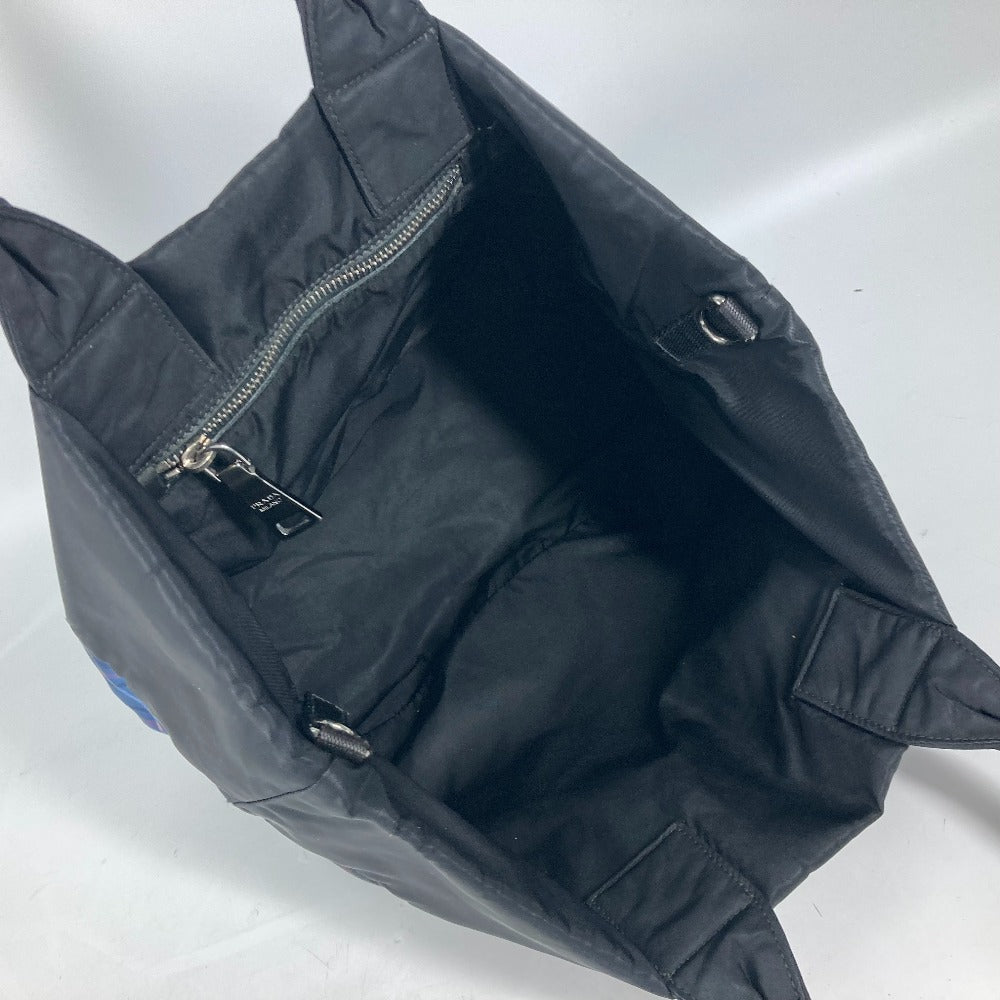 PRADA Shoulder Bag Nylon black check Bag Women Used