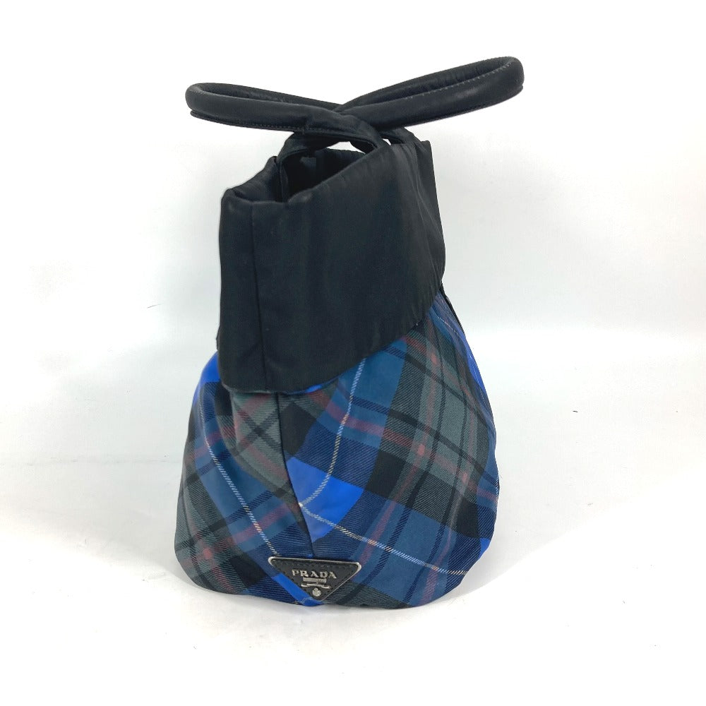PRADA Shoulder Bag Nylon black check Bag Women Used