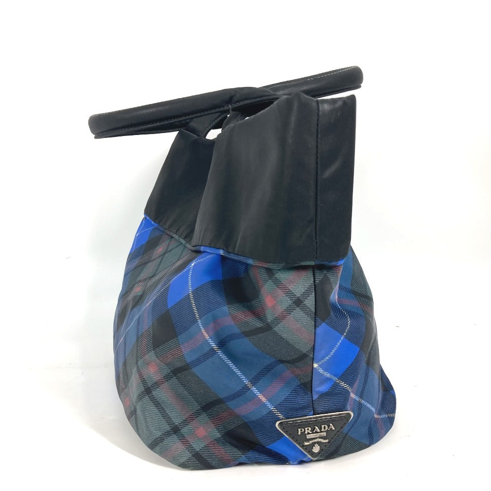PRADA Shoulder Bag Nylon black check Bag Women Used