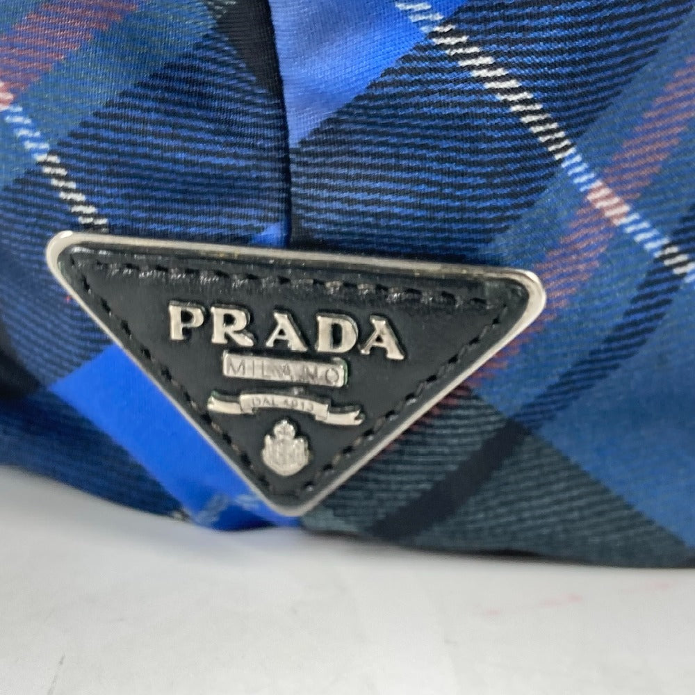 PRADA Shoulder Bag Nylon black check Bag Women Used