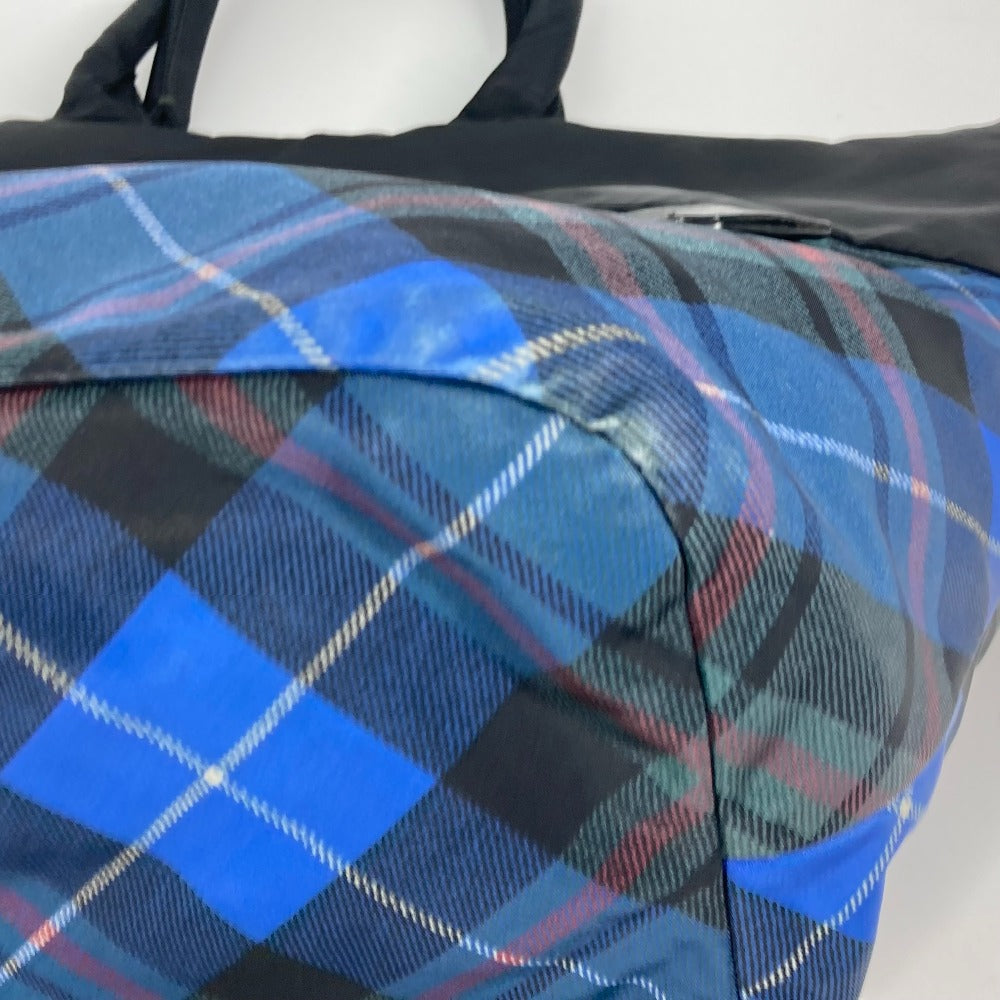 PRADA Shoulder Bag Nylon black check Bag Women Used