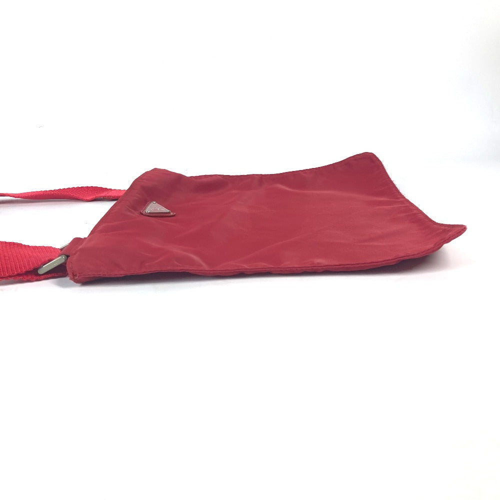 PRADA Shoulder Bag Nylon Red Pochette Triangle logo plate
