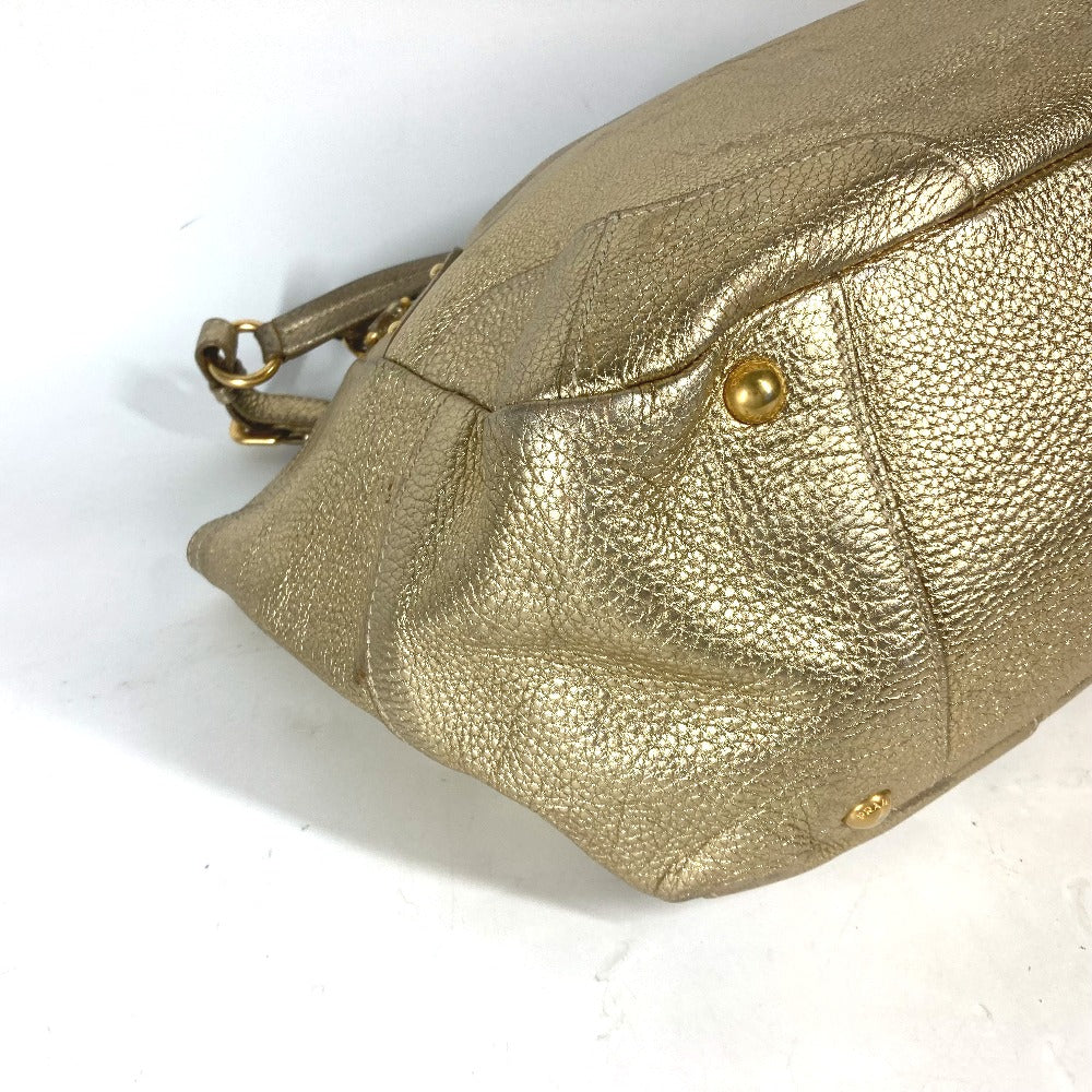 PRADA Shoulder Bag leather gold logo