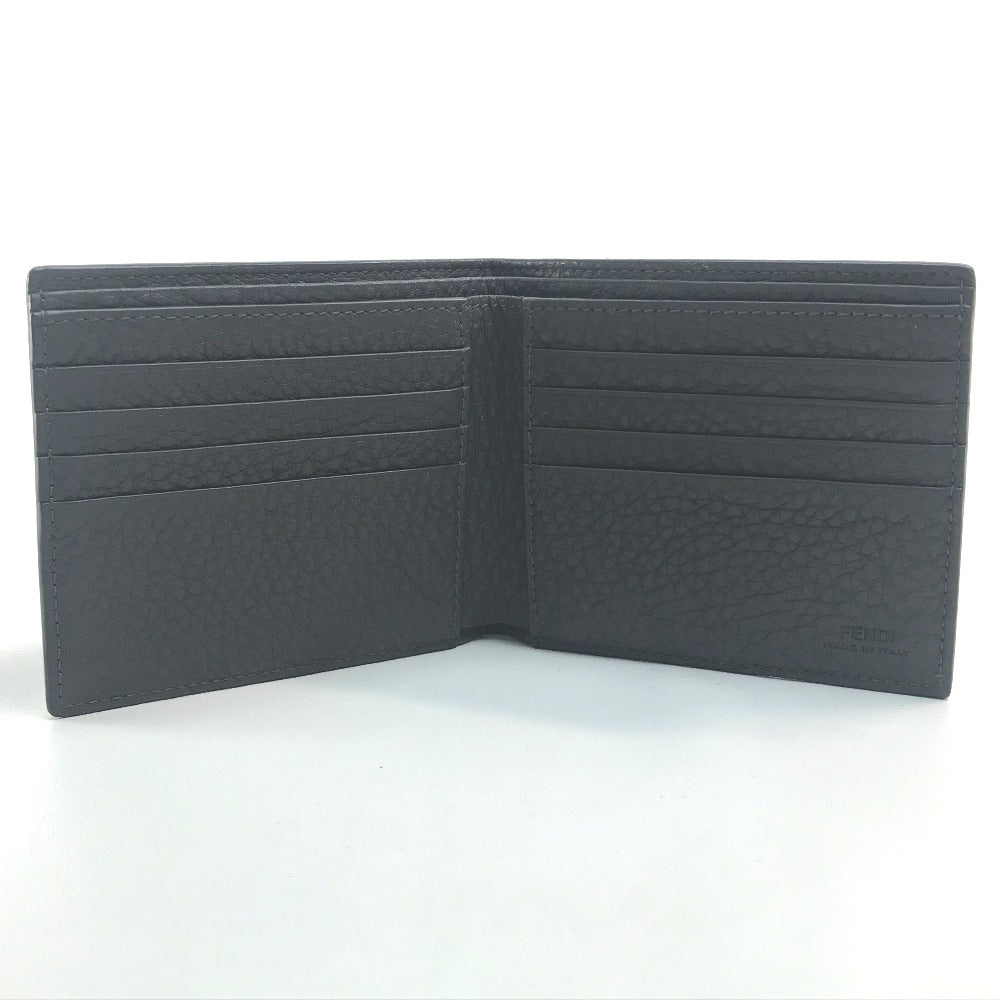 FENDI Folded wallet 7M0169 A4NR Calf leather dark gray x white FF logo stamp mens Used