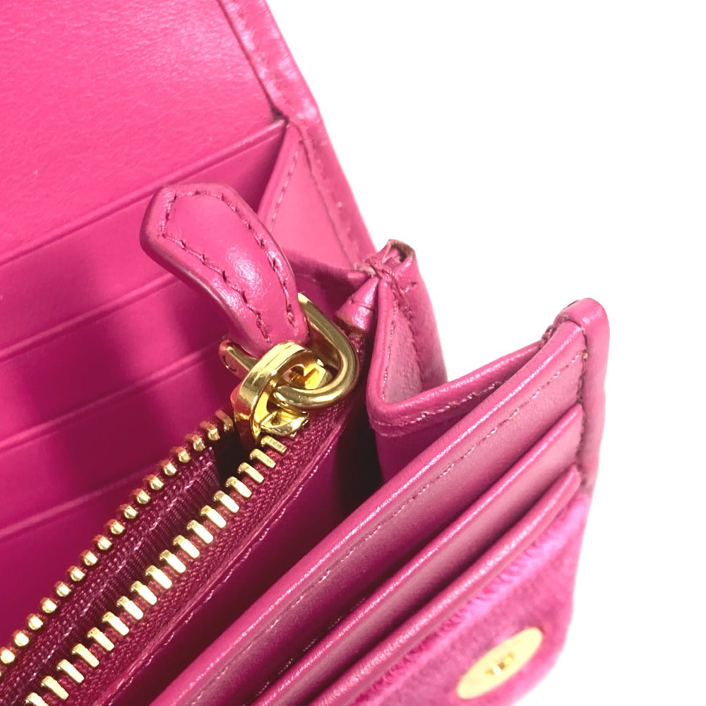 PRADA Long Wallet Purse 1MH019 velvet pink Long wallet logo Women Used
