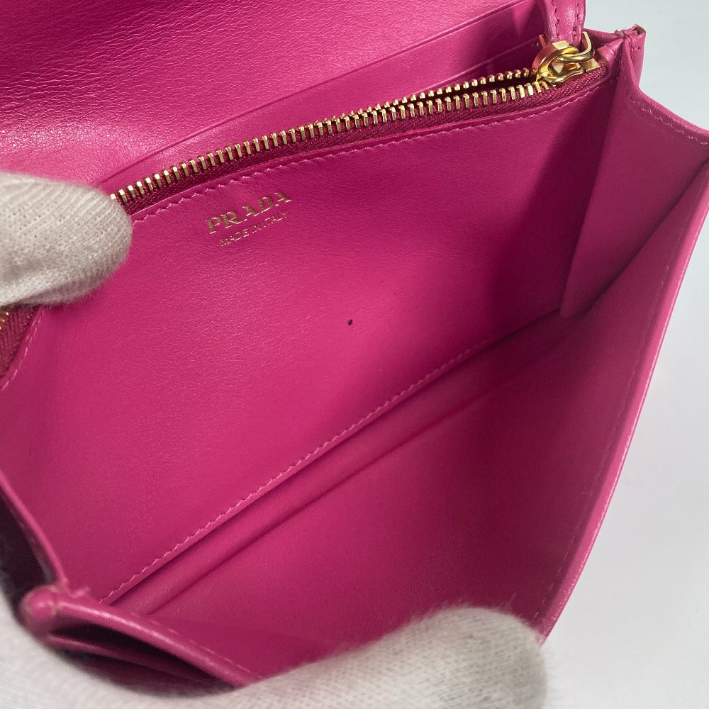 PRADA Long Wallet Purse 1MH019 velvet pink Long wallet logo Women Used