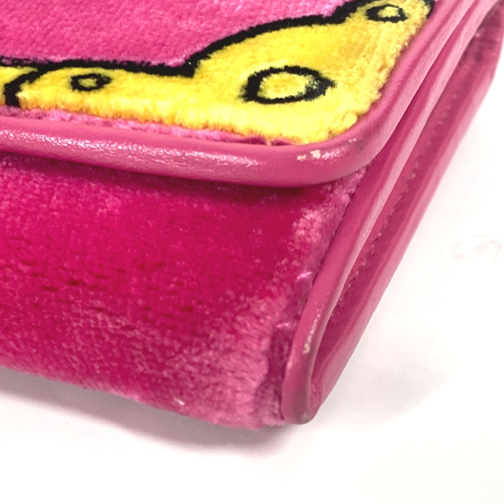 PRADA Long Wallet Purse 1MH019 velvet pink Long wallet logo Women Used