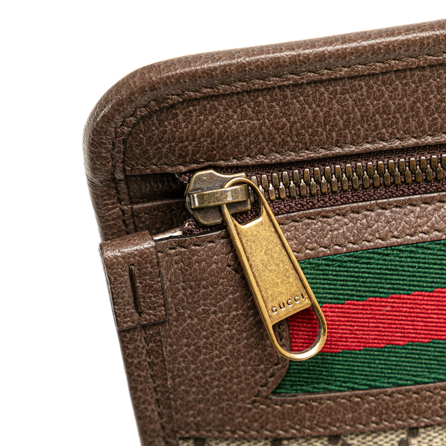 Brown Gucci GG Supreme Web Ophidia Clutch