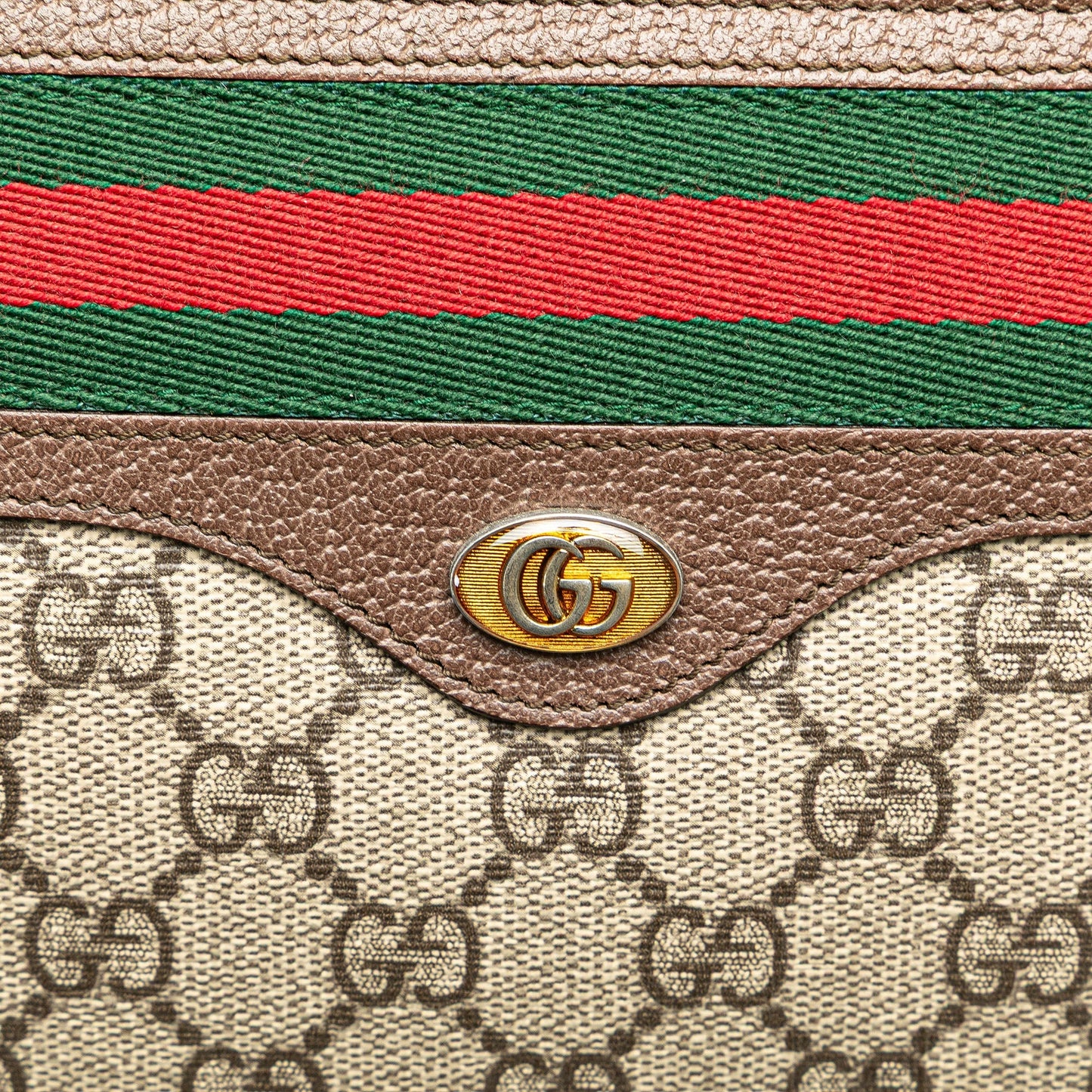 Brown Gucci GG Supreme Web Ophidia Clutch