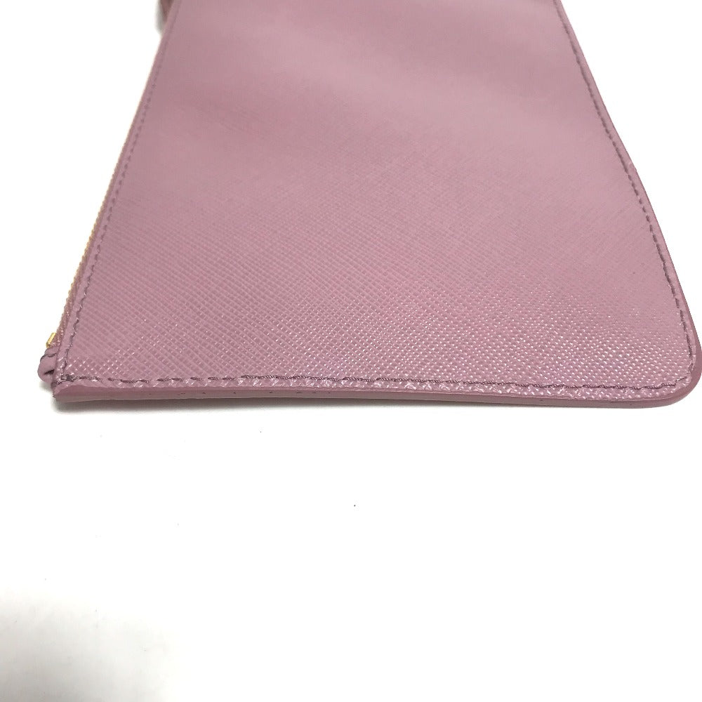 PRADA Pouch saffiano leather Pink type logo Women Used
