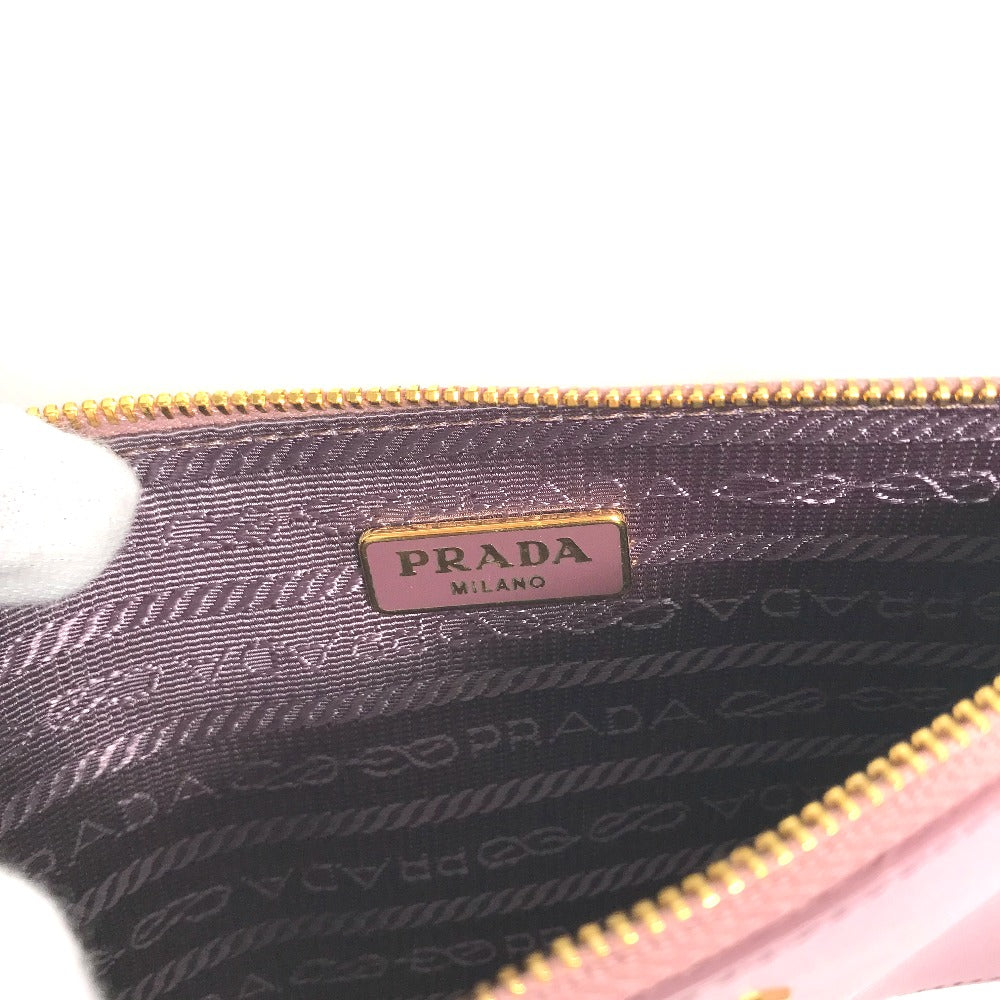PRADA Pouch saffiano leather Pink type logo Women Used