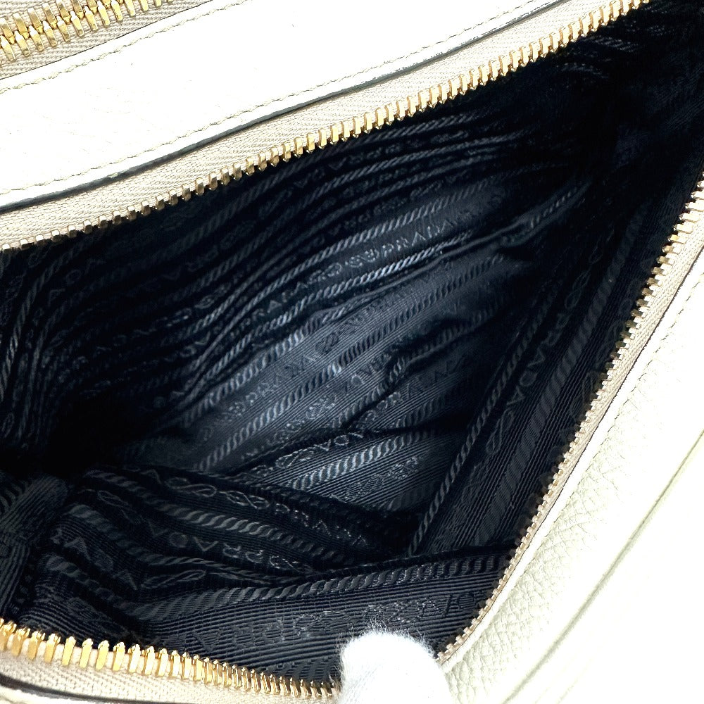 PRADA Shoulder Bag leather white logo Women Used