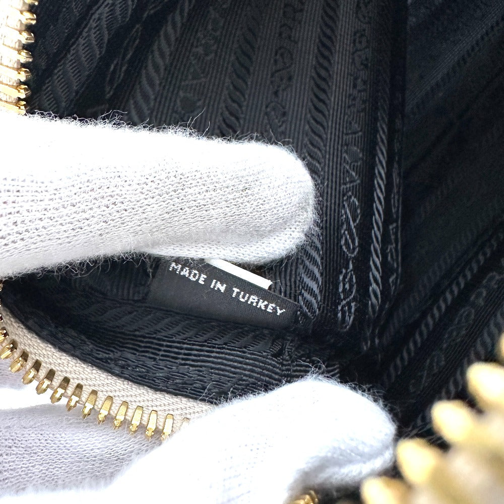 PRADA Shoulder Bag leather white logo Women Used