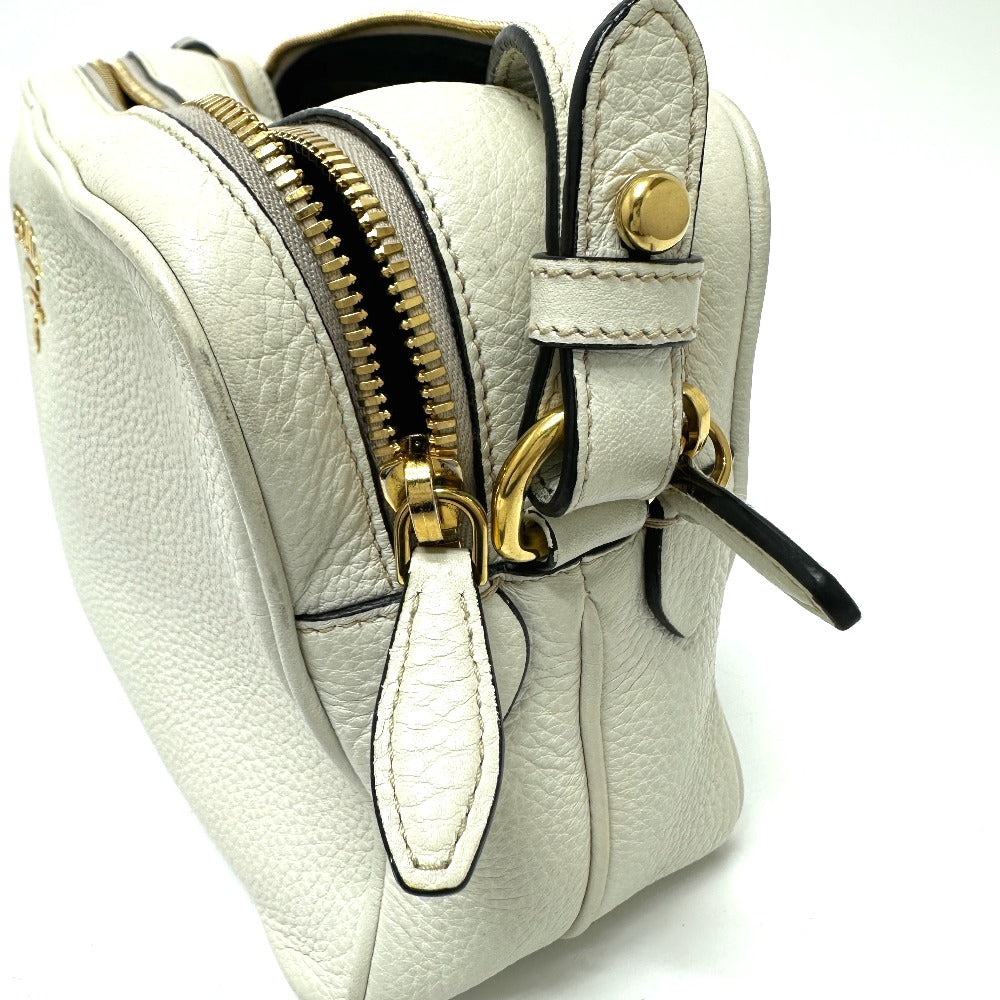 PRADA Shoulder Bag leather white logo Women Used