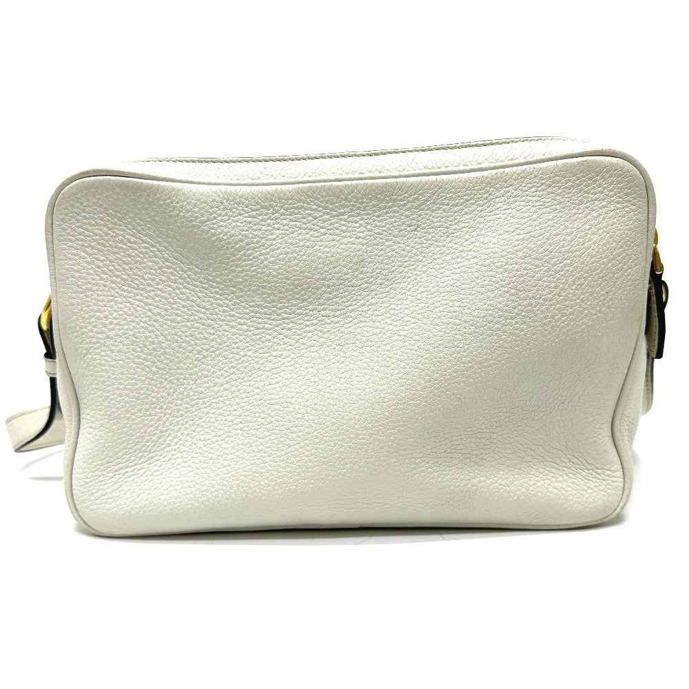 PRADA Shoulder Bag leather white logo Women Used