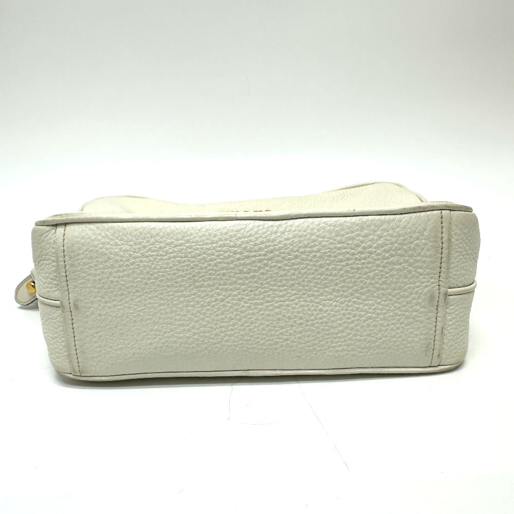 PRADA Shoulder Bag leather white logo Women Used