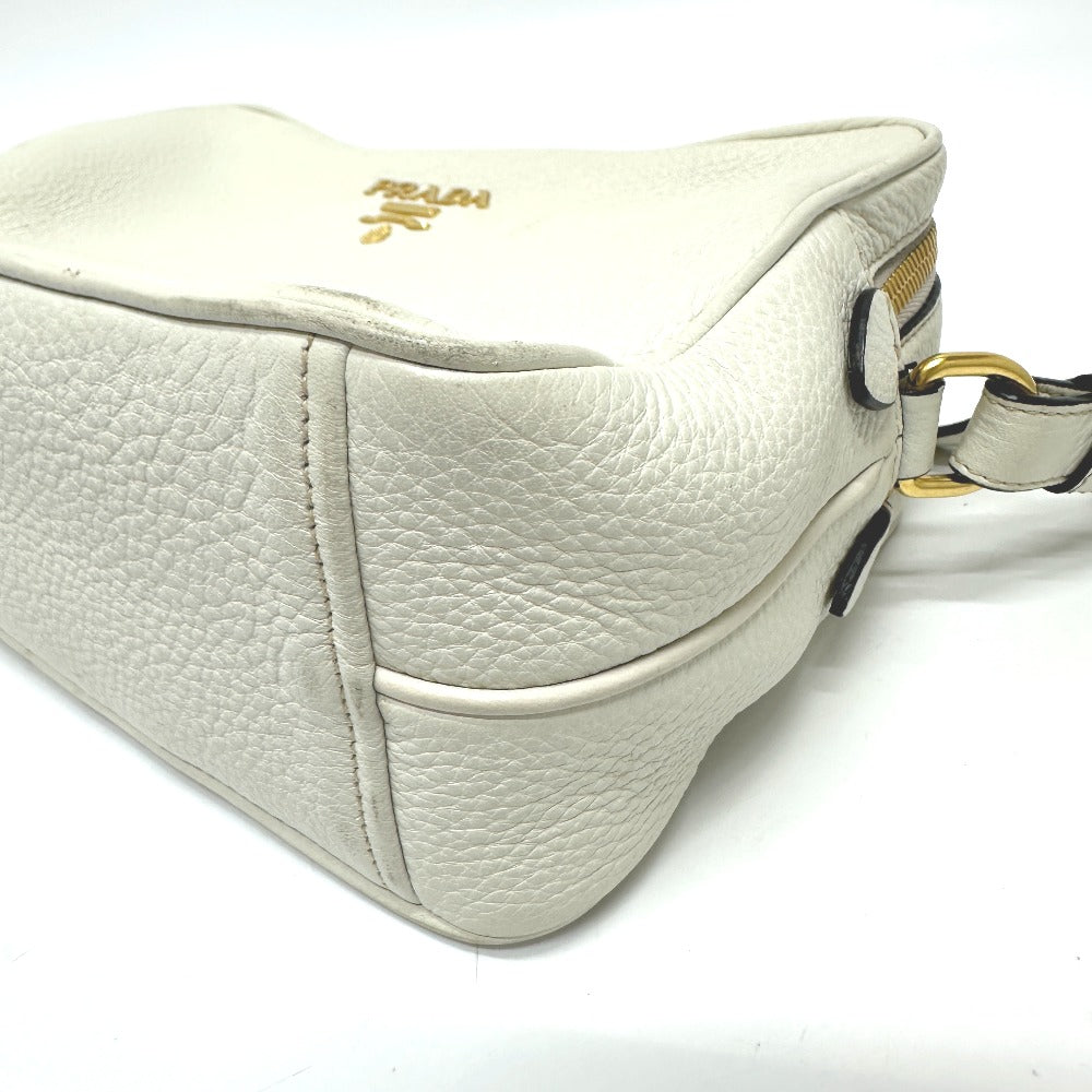 PRADA Shoulder Bag leather white logo Women Used