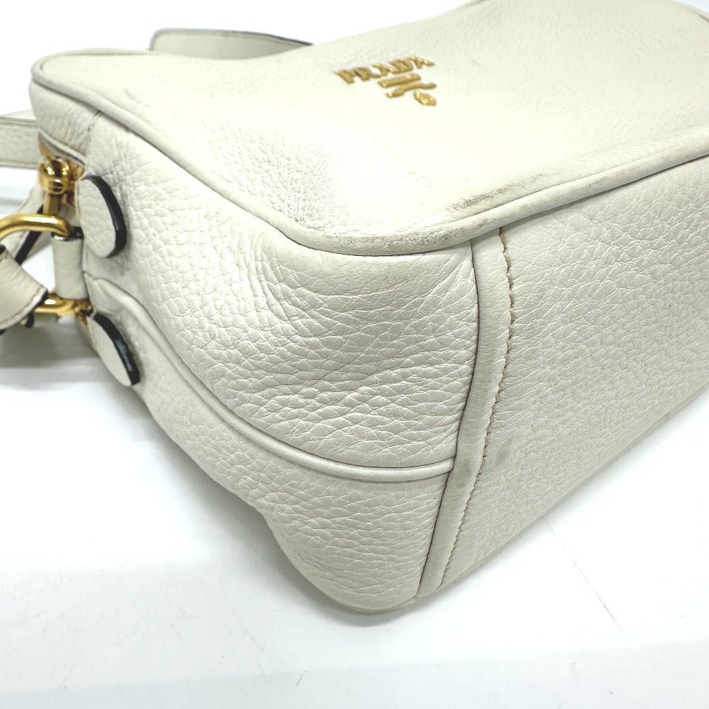 PRADA Shoulder Bag leather white logo Women Used