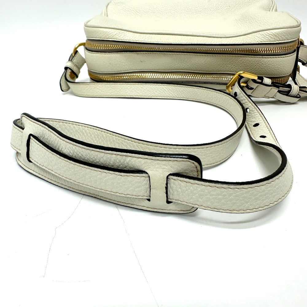PRADA Shoulder Bag leather white logo Women Used