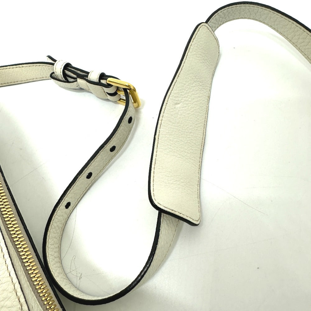 PRADA Shoulder Bag leather white logo Women Used