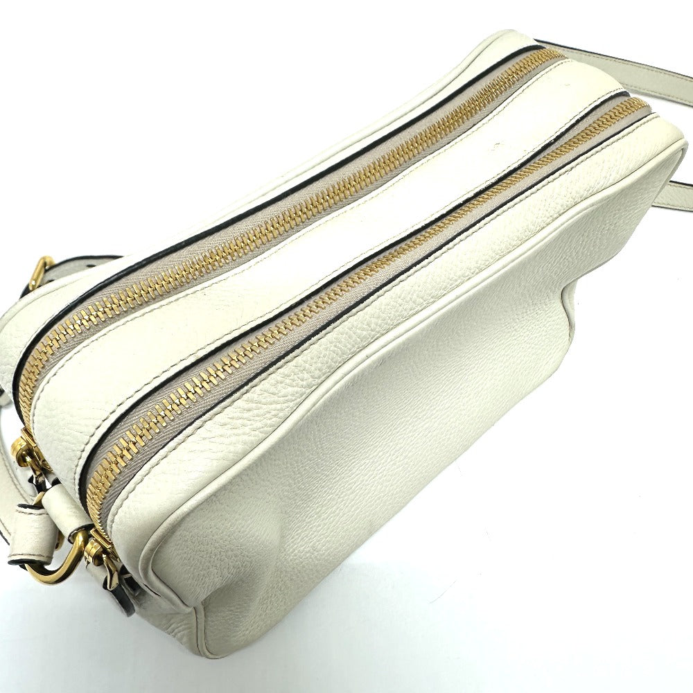 PRADA Shoulder Bag leather white logo Women Used