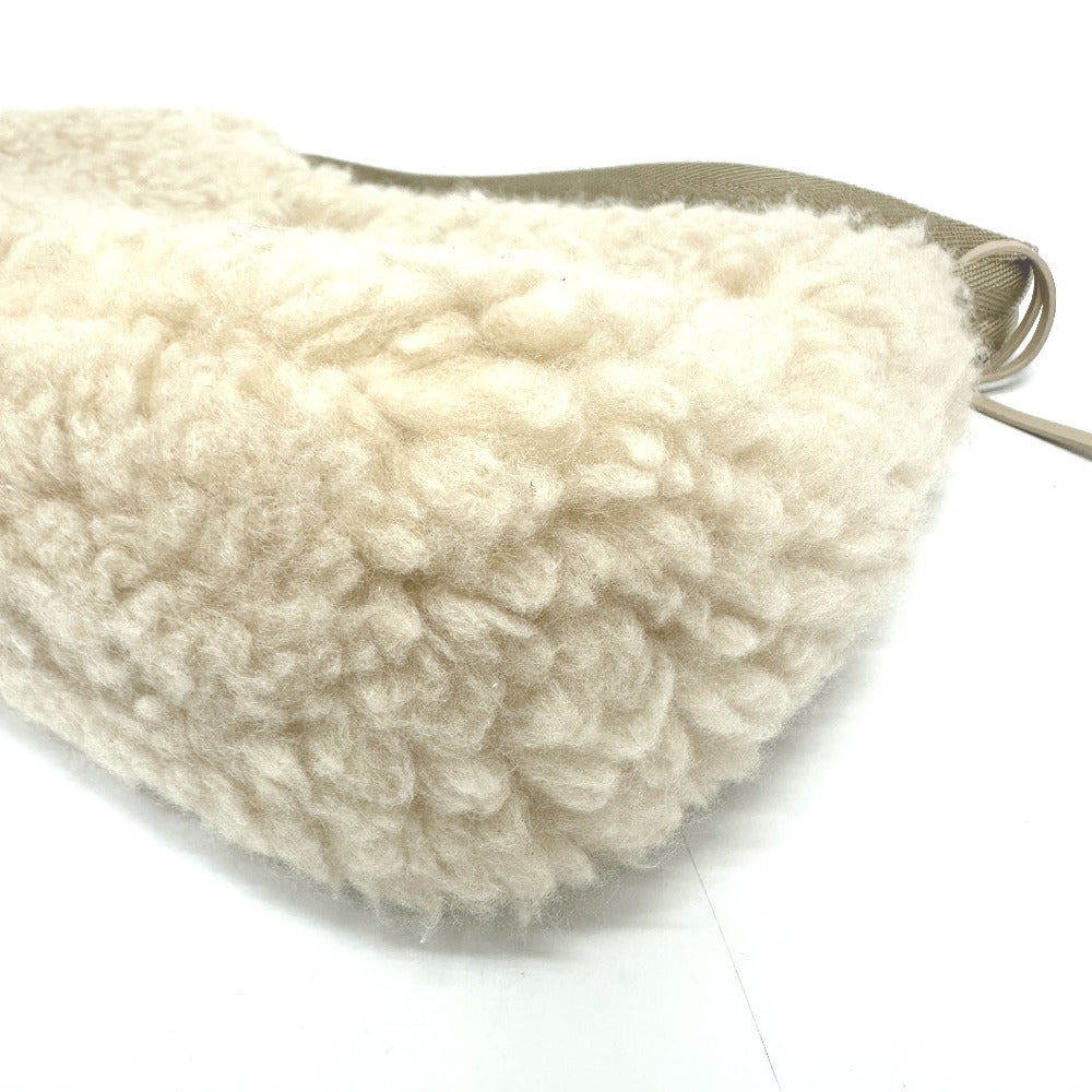 PRADA Handbag 1NE515 Sheep fur beige Triangle logo Women Used