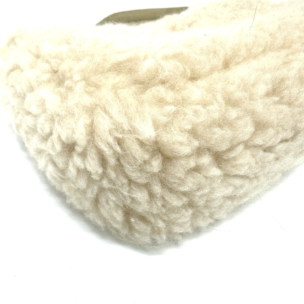 PRADA Handbag 1NE515 Sheep fur beige Triangle logo Women Used