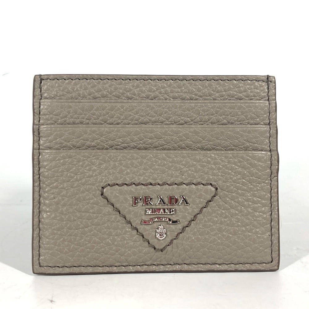 PRADA Card Case leather gray Triangle logo mens Used