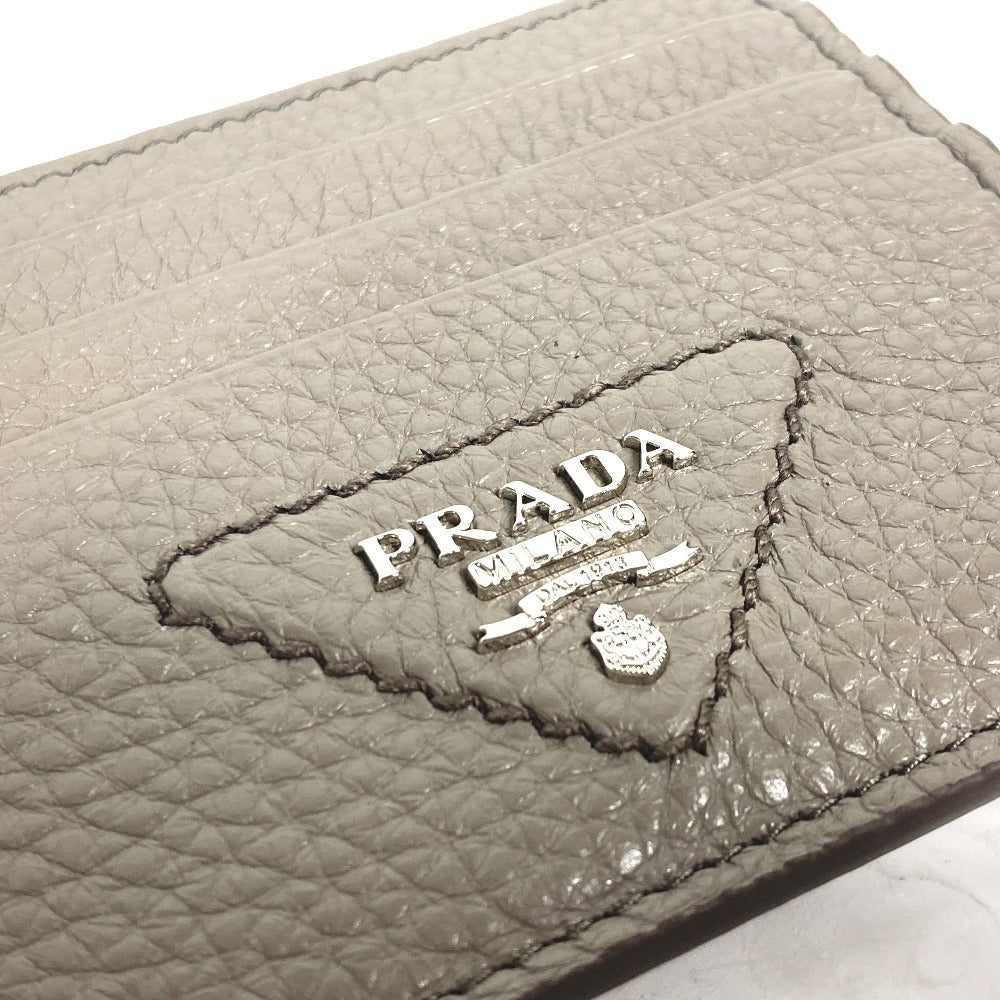 PRADA Card Case leather gray Triangle logo mens Used