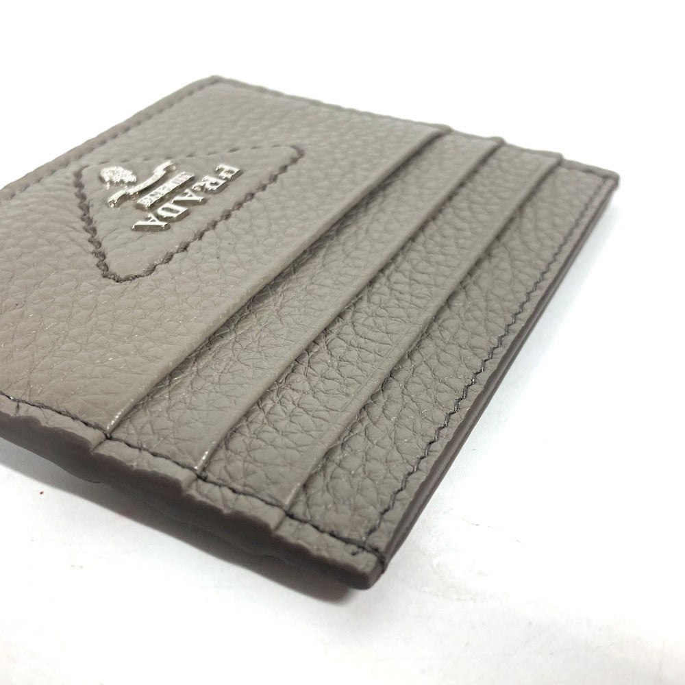 PRADA Card Case leather gray Triangle logo mens Used