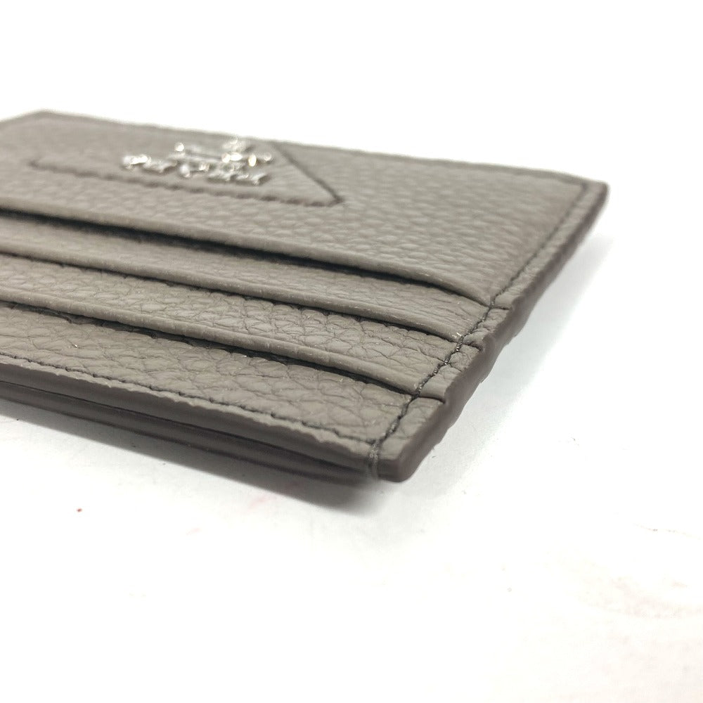 PRADA Card Case leather gray Triangle logo mens Used