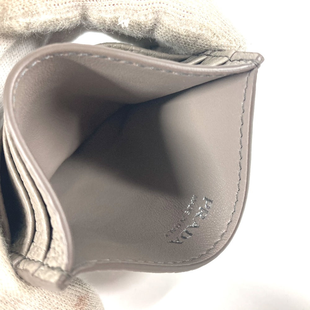 PRADA Card Case leather gray Triangle logo mens Used