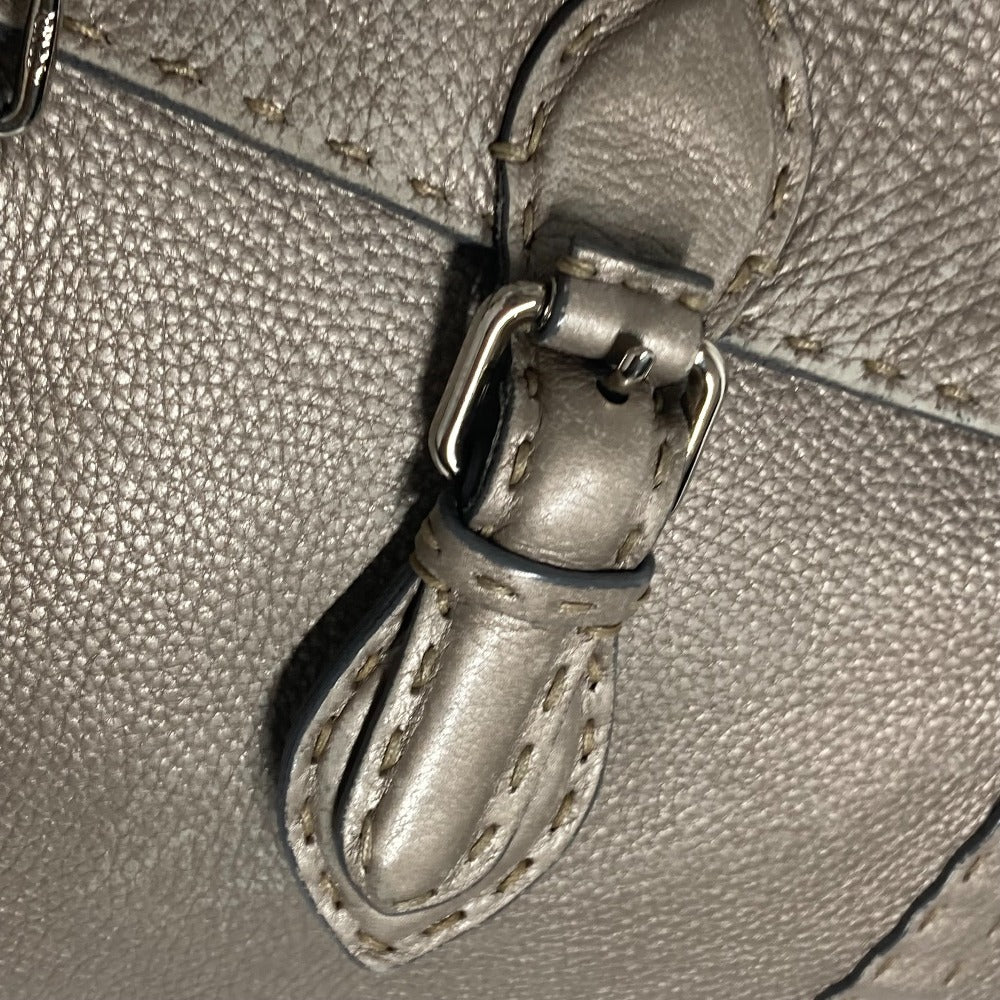 FENDI Shoulder Bag leather Gray type Celeria Linda Women Used