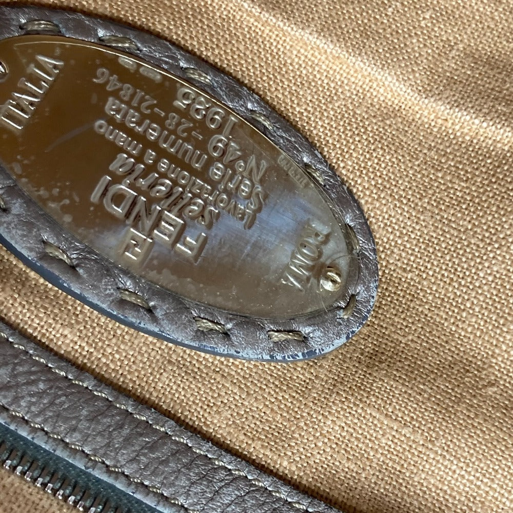 FENDI Shoulder Bag leather Gray type Celeria Linda Women Used