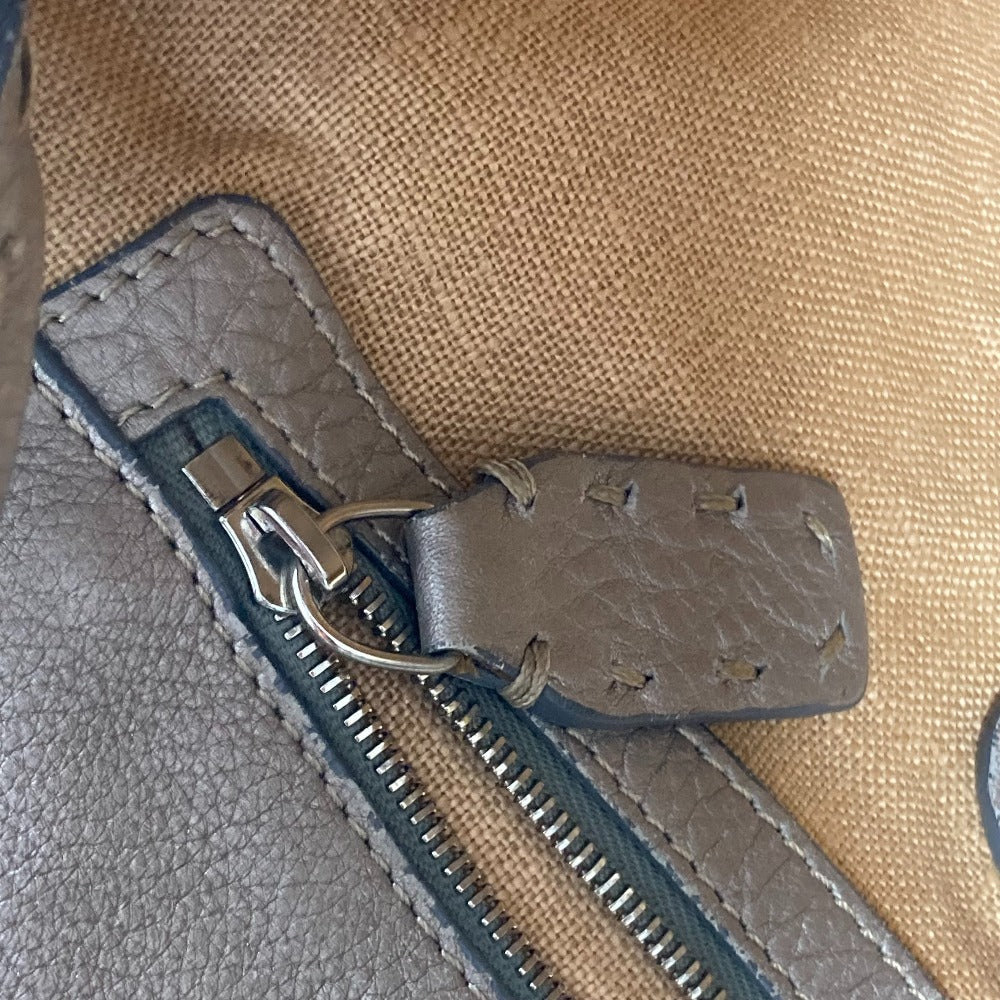 FENDI Shoulder Bag leather Gray type Celeria Linda Women Used