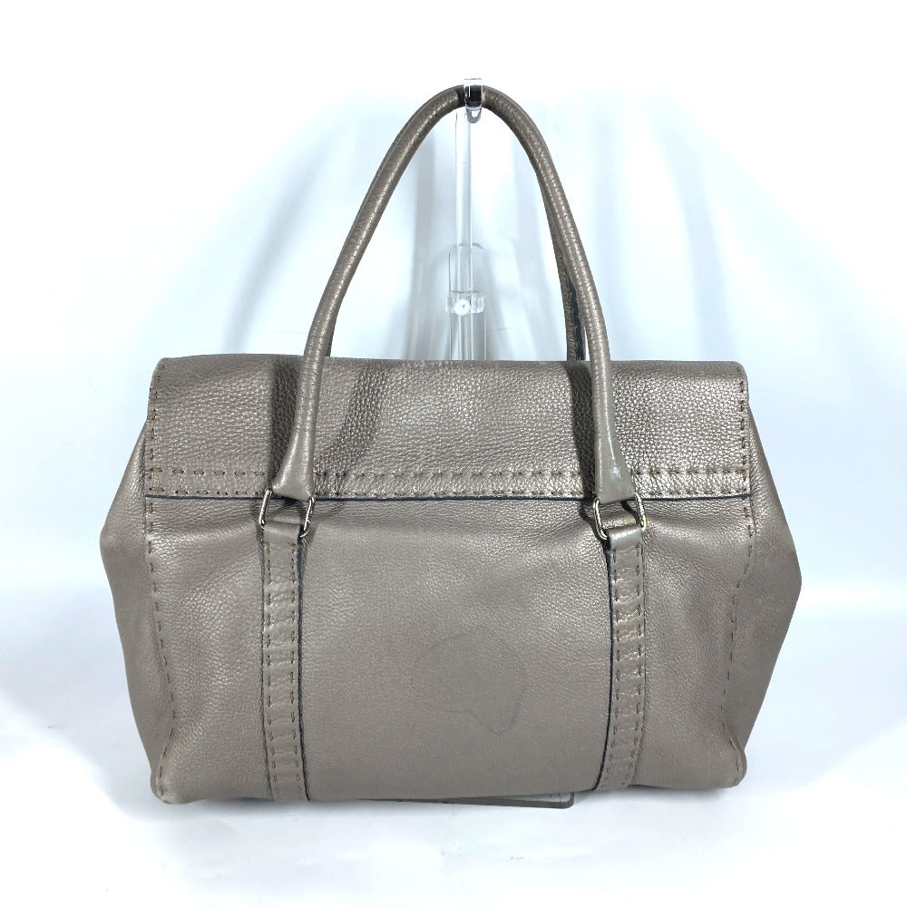 FENDI Shoulder Bag leather Gray type Celeria Linda Women Used