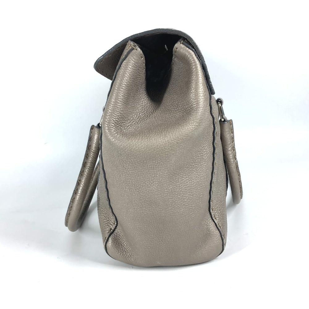 FENDI Shoulder Bag leather Gray type Celeria Linda Women Used